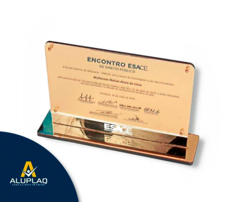 Quanto Custa Placa Comemorativa com Medalha Cabo de Santo Agostinho - Placa Comemorativa em Alumínio para Empresas